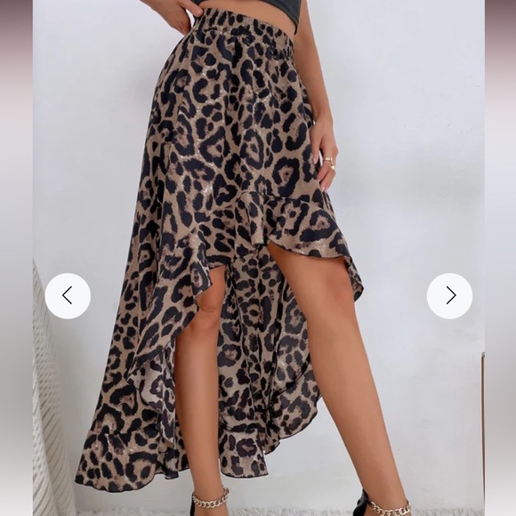 Leopard Ruffle Hem High-Low Skirt - Picture 5 of 14